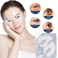 Masques pour les yeux en bio-gel anti-rides raffermissant à base d'herbes biologiques en gros, acide hyaluronique, collagène, masque pour les yeux en cristal pour peaux sèches