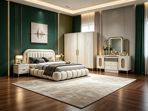 Base de Cama King/Queen con Almacenamiento, Colchón Doble de 180x200 y Juego de Muebles de Dormitorio Modernos de Lujo Estilo Hotel Turco - Product Image 1