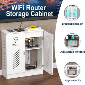 Mueble de Almacenamiento WiFi, Caja Decorativa para Router de Pie, Organizador Ocultador de Cables y Regletas Eléctricas - Product Image 4