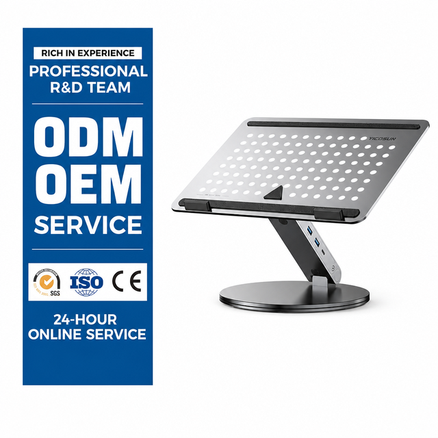 360 Rotation Laptop Stand Folding Holder Aluminum Alloy Computer Riser 6-In-1 Docking Station 10-16.5inch Compatible Guangdong