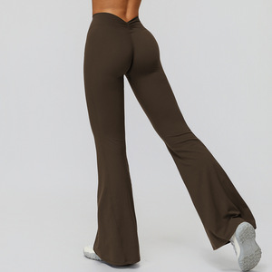 Pantalon <span class=keywords><strong>long</strong></span> amincissant plissé taille haute pour la course à pied Sports Gym Bottoms Pantalons longs de yoga pour femmes - Product Image 2
