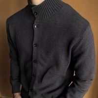 Kardigan Pria Rajutan Tebal Warna Solid Gaya Jerman Kancing Rajut Sweater Rajut Lengan Panjang Berkualitas Tinggi Custom OEM ODM