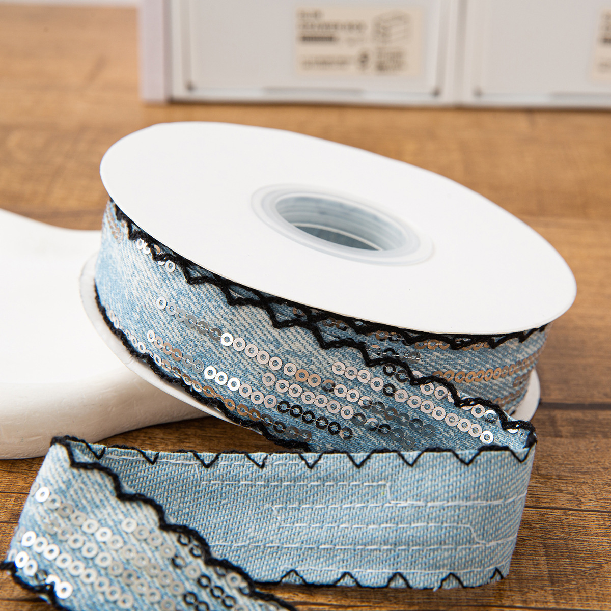 2,5 cm - ruban en tissu bleu clair 1 yard (10 yards/rouleau)