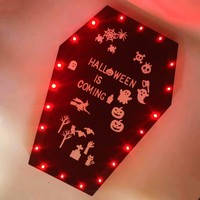 Tableau à lettres de cercueil noir avec tableau d'affichage à lumière LED pour décor d'Halloween