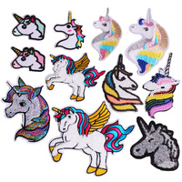 Patchs autocollants licorne rose personnalisés à paillettes, 50 pièces, patchs appliqués, pour bricolage, à transférer sur vêtements