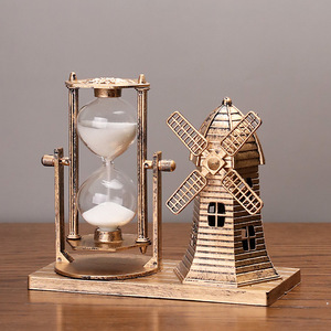 Reloj de arena vintage con diseño de molino de viento, adorno decorativo para el hogar, regalo artesanal para cumpleaños o días festivos - Product Image 1