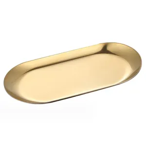 Bandeja de acero inoxidable dorado S/L para equipo de uñas, bandeja de almacenamiento de cosméticos, bandeja quirúrgica dental, plato para uñas, herramientas de manicura - Product Image 6
