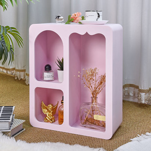 Nordic Modern Design Pink Wooden <b>Wall</b> Hanging Bookshelf French Display <b>Book</b> Corner Shelf Home Decor School Living Room - Product Image 3