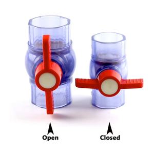 Robinet à bille compact 1/2 pouce, raccord de tuyau d'eau en plastique fileté avec poignée rouge pour usage général - Product Image 2