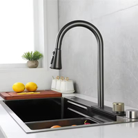 Évier de cuisine moderne de luxe en acier inoxydable simple ou double, évier de cuisine multifonctionnel en acier épaissi fait à la main