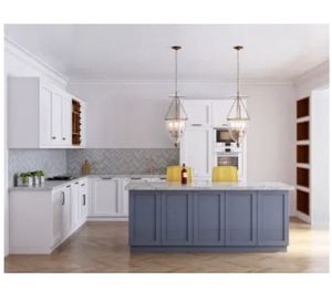 Gabinetes de Cocina RTA de Madera Maciza de Diseño Moderno Personalizado con Isla, Listos para Armar por el Fabricante - Product Image 2