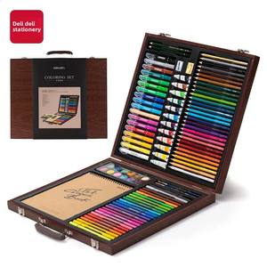 Deli 75403 öğrenci sanat malzemeleri Set suluboya kalemler renkli kalemler yağ pastel ve çocuklar için hediye kutusunda çizim kitabı - Product Image 6