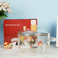 Nouvelle marmite à soupe créative en verre borosilicate avec double poignée, compatible cuisinière électrique et feu ouvert, idéale pour les nouilles instantanées