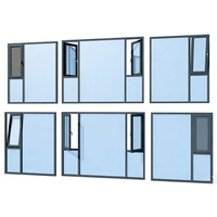 Ventana Abatible Moderna de Aluminio con Rotura de Puente Térmico, Eficiente Energéticamente, Aislamiento Térmico, Doble Acristalamiento Templado Low-E 6063 T5 para Villa