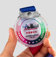 Médaille de course de marathon de sport rond avec logo personnalisé personnalisé Plaque en cristal Médailles en cristal gravées avec impression UV personnalisées