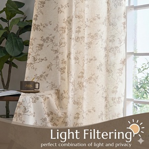 Rideaux imprimés floraux JINCHAN Artisan <span class=keywords><strong>Charlotte</strong></span>, draperies en lin style ferme vintage, fabrication personnalisable et neutre en carbone - Product Image 3