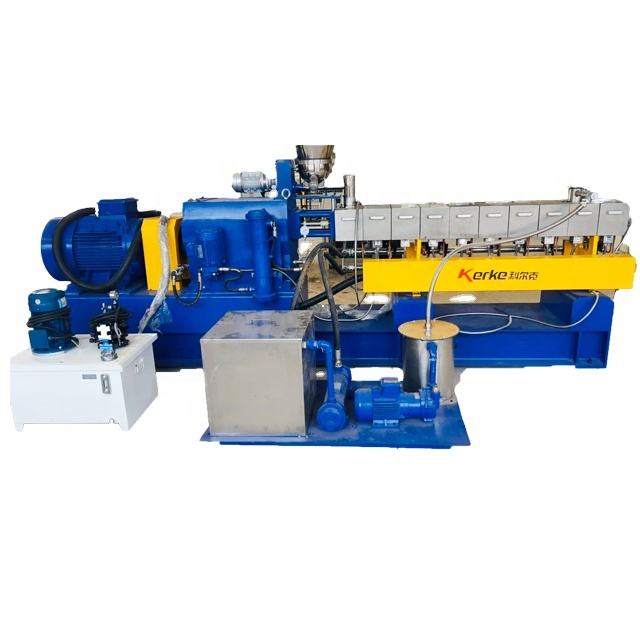 KTE-75 सह-घूर्णन दो स्क्रू extruder (समझौता/pelletizing इकाई), पाइप/प्रोफ़ाइल बाहर निकालना मशीन, पीवीसी/पीपी पीएलसी बाहर निकालना