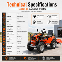 Livraison gratuite - Mini tracteurs de jardin 4x4, tracteur agricole, micro tracteur de jardin 2 roues motrices/4 roues motrices, 18 CV, mini tracteur