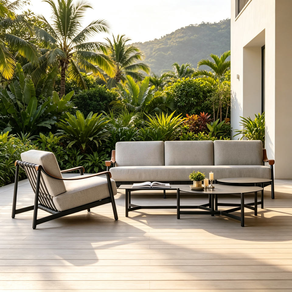 Outdoor Furniture Weatherproof PE Rattan Wicker Nordic Design Patio ...