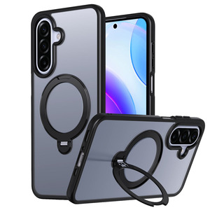 Funda Magnética Delgada con Sensación de Piel para Teléfono, 360 °   Soporte de Anillo Giratorio, Marco Metálico para Cámara, Funda Antigolpes para Samsung <span class=keywords><strong>Galaxy</strong></span> A27 A57 A37 - Product Image 1