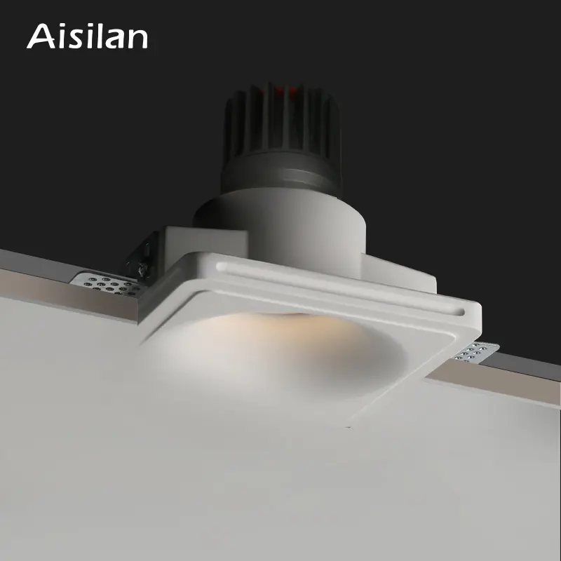 Aisilan hotel bathroom ceiling spot fittings set anti glare COB lighting round square LED Recessed plaster gypsum downlight
