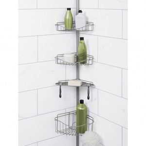 Modern <b>Corner</b> Hotel Use Simple Installation Bath Metal Mesh Shower Rack Height Adjustable Four Tier Powder Coated Caddy Shelf - Product Image 2