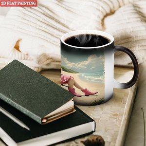 Frosted Texture Novelty Mug 11oz Black <b>Ceramic</b> Heat Color Changing Sublimation Blank <b>Cup</b> - Product Image 3