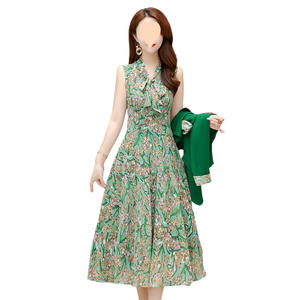 Женский летний повседневный костюм-двойка <span class=keywords><strong>M</strong></span>-4XL: тонкий блейзер и юбка средней длины с цветочным принтом, винтажный французский стиль, профессиональная одежда - Product Image 5