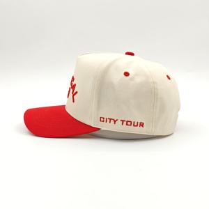 หมวกแก๊ปปักโลโก้สั่งทำขายส่ง หมวกแฟชั่น 5 แฉก สองสี ปีกโค้ง ทรง Trucker ลาย Dobby Argyle ลายผลไม้ - Product Image 4