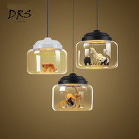 Luminaires Led suspendus modernes nordiques, style minimaliste créatif, pour chambre à coucher, salle à manger, vêtements, café-Bar, modèle d'animaux en verre