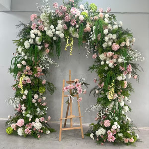 L105 nuovo stile personalizzato di simulazione di seta rose floreali corridori disposizione decorazione <span class=keywords><strong>viola</strong></span> sfondo finto fiore arco per il matrimonio - Product Image 2