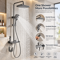 Douche murale thermostatique moderne à affichage numérique, pressurisée, couleur cuivre, avec inverseur pour eau froide et chaude