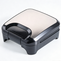 Machine à sandwich électrique multifonctionnelle carrée en acier inoxydable antiadhésive 750W à 2 tranches avec logo personnalisé pour petit-déjeuner sur mesure