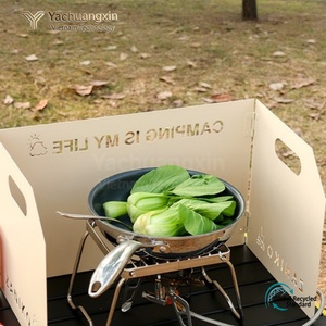 Déflecteur de vent pliable portable pour réchaud à gaz, en aluminium, pour camping et cuisson en extérieur, avec poignée, pour 1 à 2 personnes - Product Image 3