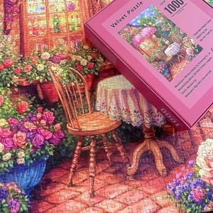 Puzzle en velours 1000 pièces Cottage romantique Puzzle pour adultes Matériel en carton gris Cadeau stimulant le cerveau - Product Image 2