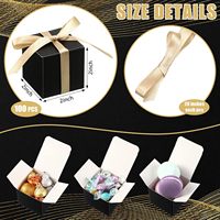 Mini boîtes à dragées extra petites en papier avec ruban doré pour les fournitures de fête prénatale, anniversaire, mariage, anniversaire de mariage (noir)
