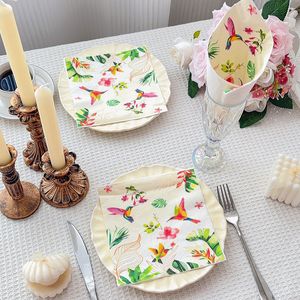 Cross-border creative <b>colorful</b> forest party printed napkins, new bird forest party <b>tissues</b>, disposable napkins - Product Image 1