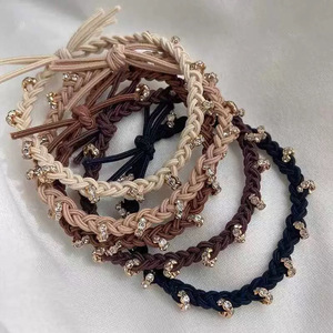 Élastiques à cheveux en strass style coréen, tressés, pour queue de cheval, accessoires capillaires en tissu faits à la main, usage quotidien, été 2024 - Product Image 1