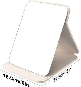 High Quality Pu Leather Makeup Standing <b>Mirror</b> Custom Logo Portable Folding Big White Pu Desktop <b>Mirror</b> for <b>Travel</b> - Product Image 3