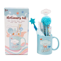 Ensemble de papeterie pour chien mignon avec tasse règle cahier autocollant stylo gel stylo à bille Kawaii fournitures scolaires emballage cadeau de bureau