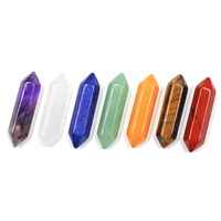 Vente en gros de pendentifs ornements artisanaux en pierres précieuses naturelles DIY, en forme de colonne hexagonale ou de balle pointue, pour pendules