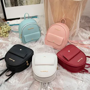 Fashion Solid Color Small Women's Backpack Sweet Novel Casual Female Shoulder Bags Simple Pu Mini Ladies Backpacks Handbag Tote