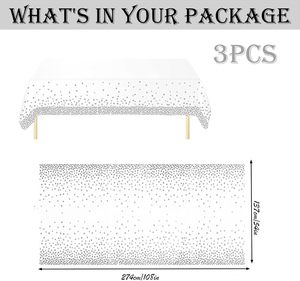 Silver Dot Rectangle Kitchen and Picnic Tablecover Wedding Event Party Supplies Decoration <b>Plastic</b> Tablecloth <b>Table</b> <b>Clothes</b> - Product Image 2
