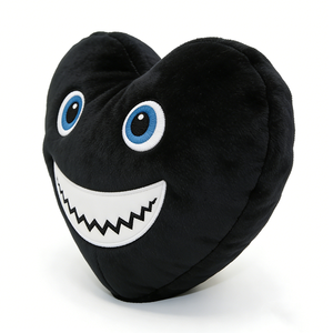Almohada de peluche personalizada con forma de corazón negro, cojín de corazón sonriente, almohada decorativa de corazón de dibujos animados - Product Image 2