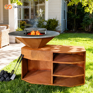 Gnee Garden Cuisine d'extérieur Acier corten Bois de chauffage Allumage automatique Finition rouillée Surface de cuisson Design moderne de qualité supérieure Certifié CE - Product Image 6