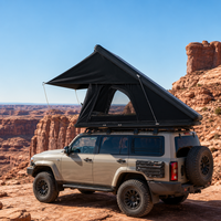 Tente de toit triangulaire pour camping 4x4, coque rigide noire et grise en aluminium, tente de toit rigide pour 2 personnes