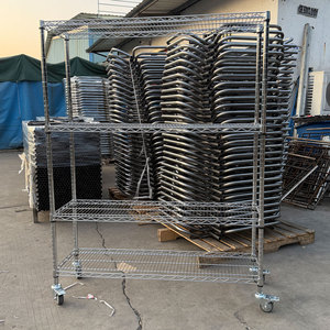 Rollbare Haushaltsregale, Verstärkte Verchromte Drahtgitter Antistatische Metall-Mehrschicht-Aufbewahrungsregale - Product Image 1