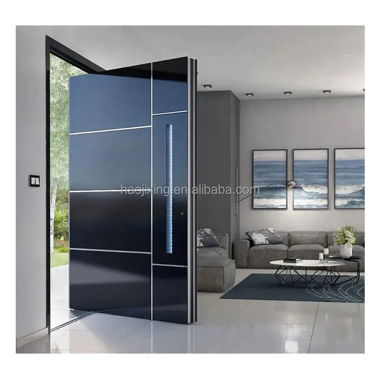 New Design Custom Modern Silver Aluminum Exterior Pivot Front Door For House
