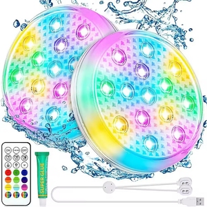 Lampe Submersible Magnétique Rechargeable Flottante IP68 16 Couleurs pour <span class=keywords><strong>Piscine</strong></span> Hors Sol avec Télécommande - Product Image 1