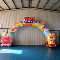 Arche Gonflable 3D Extérieure 8m, Motif Bonbons et Dessins Animés, Imperméable, en Tissu Oxford Résistant au Soleil, Installation Facile pour Publicité d'Ouverture de Magasin de Snacks